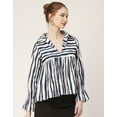 thumbnail image 4 of Moomaya Printed Pleated Tops For Women, Long Sleeves Summer Top, Designer Collar Shirt, 4 of 8