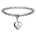 thumbnail image 1 of Pulseras con iniciales para adolescentes Pulseras con corazón de acero inoxidable para mujeres 26 letras Alfabeto Pulsera Regalos de joyería para niñas adolescentes, 1 of 4