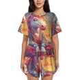 thumbnail image 1 of Balery Meditating Cute Horse Conjunto de Pijama para Mujer con Estampado, Dos Piezas de Manga Corta y Shorts, Ropa de Dormir Suave con Cuello Redondo y Bolsillos-X-Large, 1 of 6
