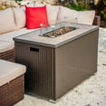 thumbnail image 2 of Hearth & HArbors 43” Propane Fire Pit Table for Outside with Lava Rocks, Weatherproof Protective Cover and Glass Windshield, Brown, 2 of 5