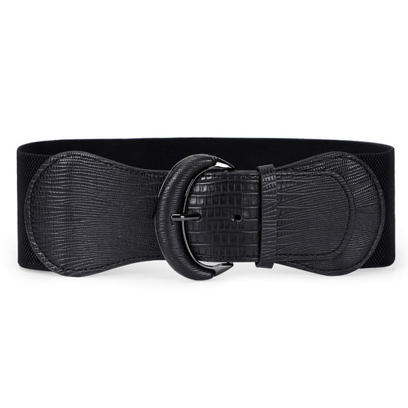 Cinturón JASGOOD para mujer con hebilla elástica, color negro