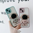 thumbnail image 4 of Dteck Case Compatible with iPhone 13 Pro Max 6.7 Inch,Transparent Sturdy Shell with cute Astronaut Pattern Kickstand Metal Frame Protective Lovely Case for Girls & Women For iPhone 13 Pro Max, Purple, 4 of 8