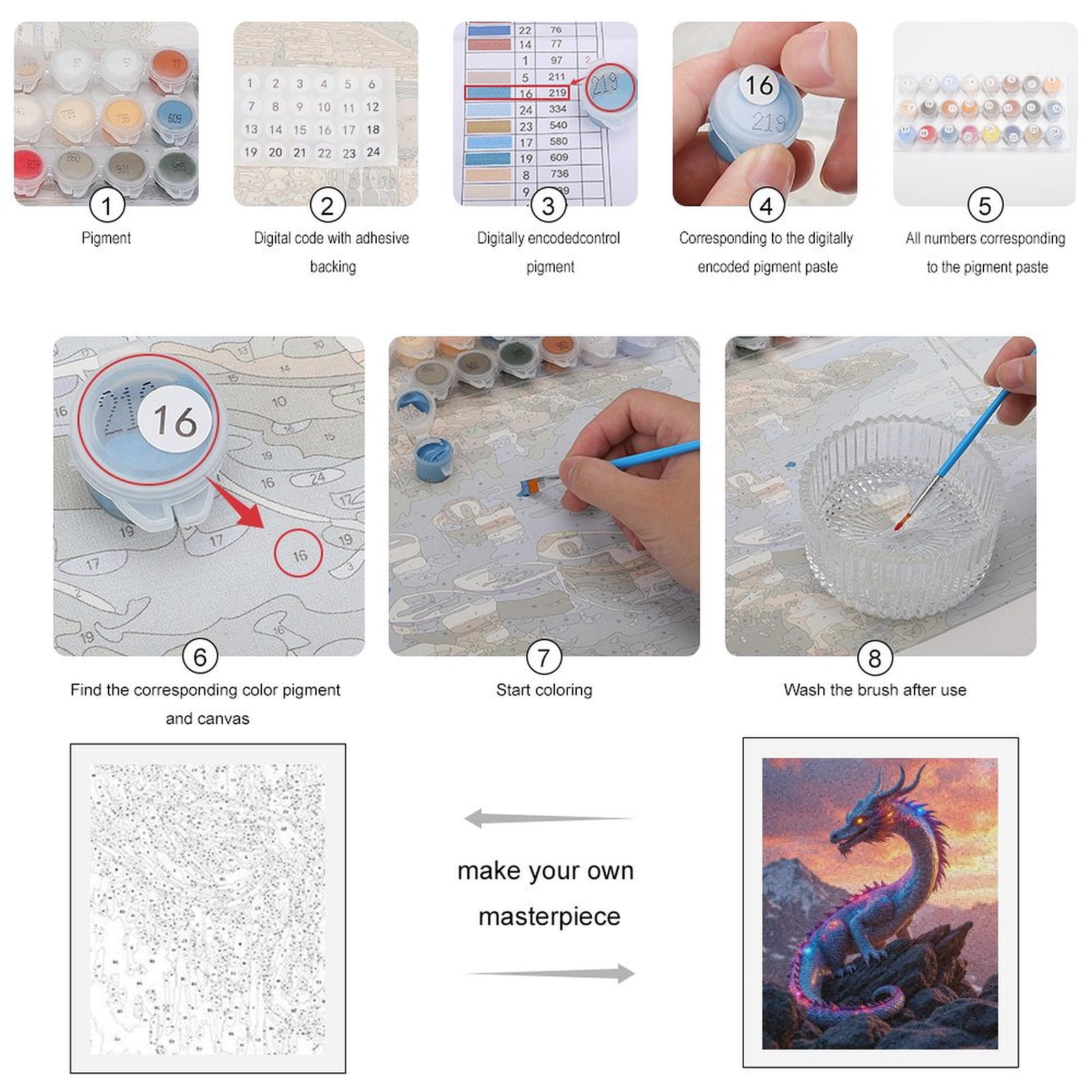 Paint by Numbers Kit for Adults, Blue Dragon Sunset Rocks Majesty Paint by Numbers, Easy Paint by Numbers Kit for Adults Beginner, DIY Adult Paint by Number Kits on Canvas, Home Decor