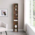 thumbnail image 4 of 71" Tall Narrow Bookcase with Storage Cabine,8 Tier Cube Bookshelf Display Shelf Stand for Home Office, Living Room,Walnut, 4 of 7
