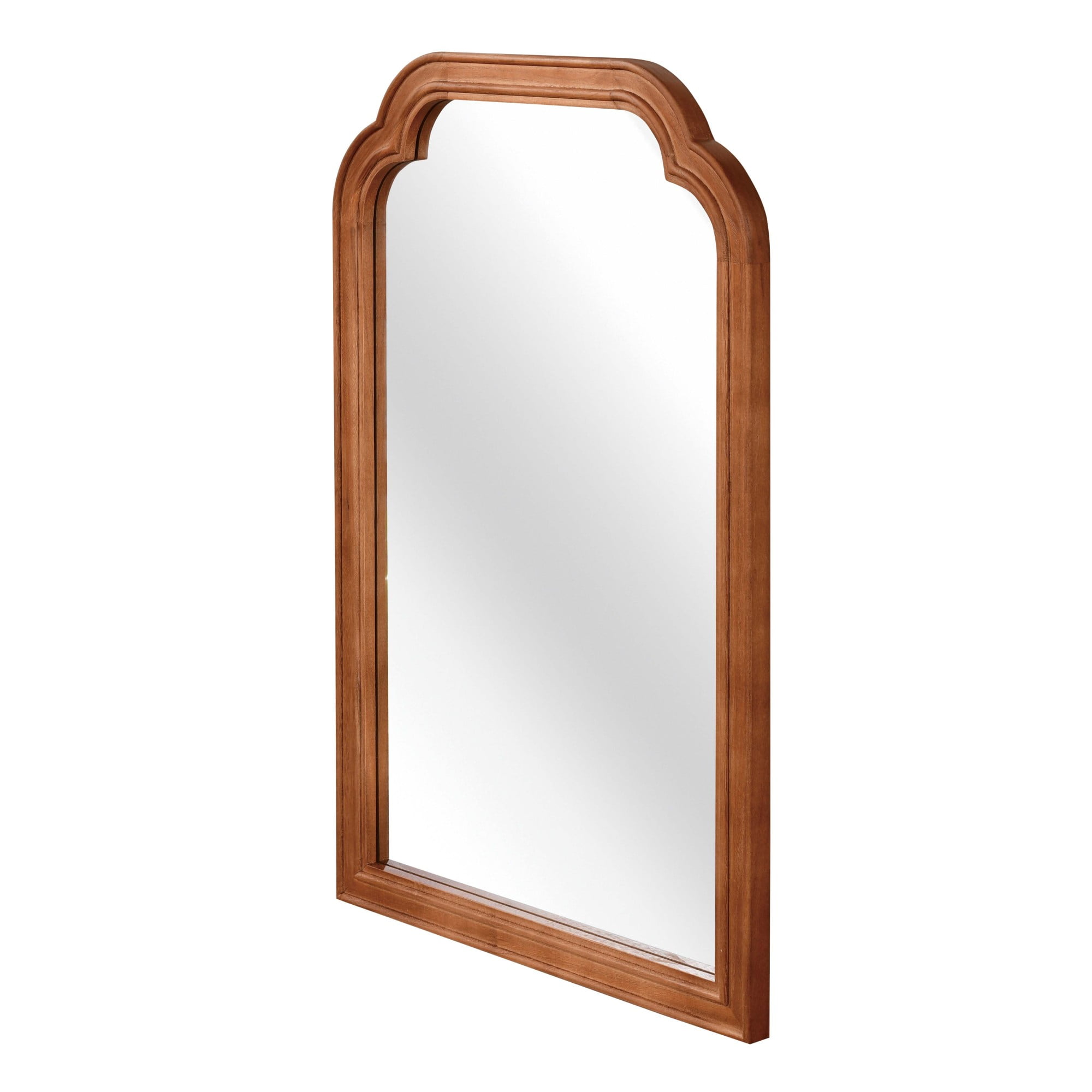 Jopath 24"x 36" Solid Wood Frame Rounded Corner Decorative Mirror, for Bedroom, Bathroom, Living Room, Entryway Yellowish Brown
