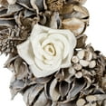 thumbnail image 5 of Northlight Glittered White Roses Winter Botanicals Artificial Christmas Wreath - 9.5" - Unlit, 5 of 6
