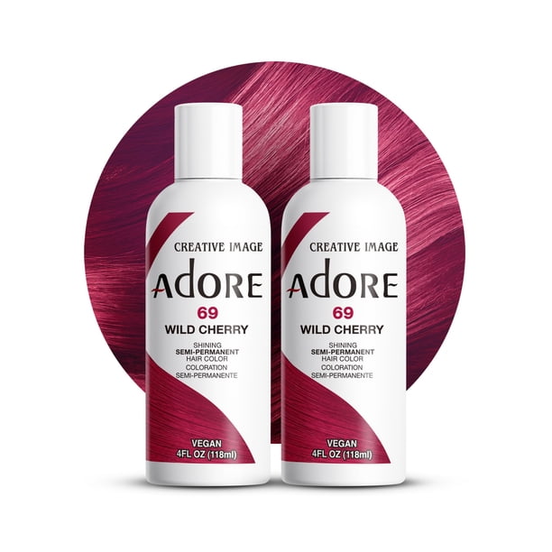 Adore Color de cabello semipermanente - Tinte para cabello rojo vegano y libre de crueldad - 4 onzas líquidas - 069 cereza silvestre (paquete de 2)