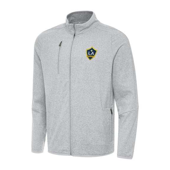 Men's Antigua Heather Gray LA Galaxy Hold-Up Full-Zip Jacket