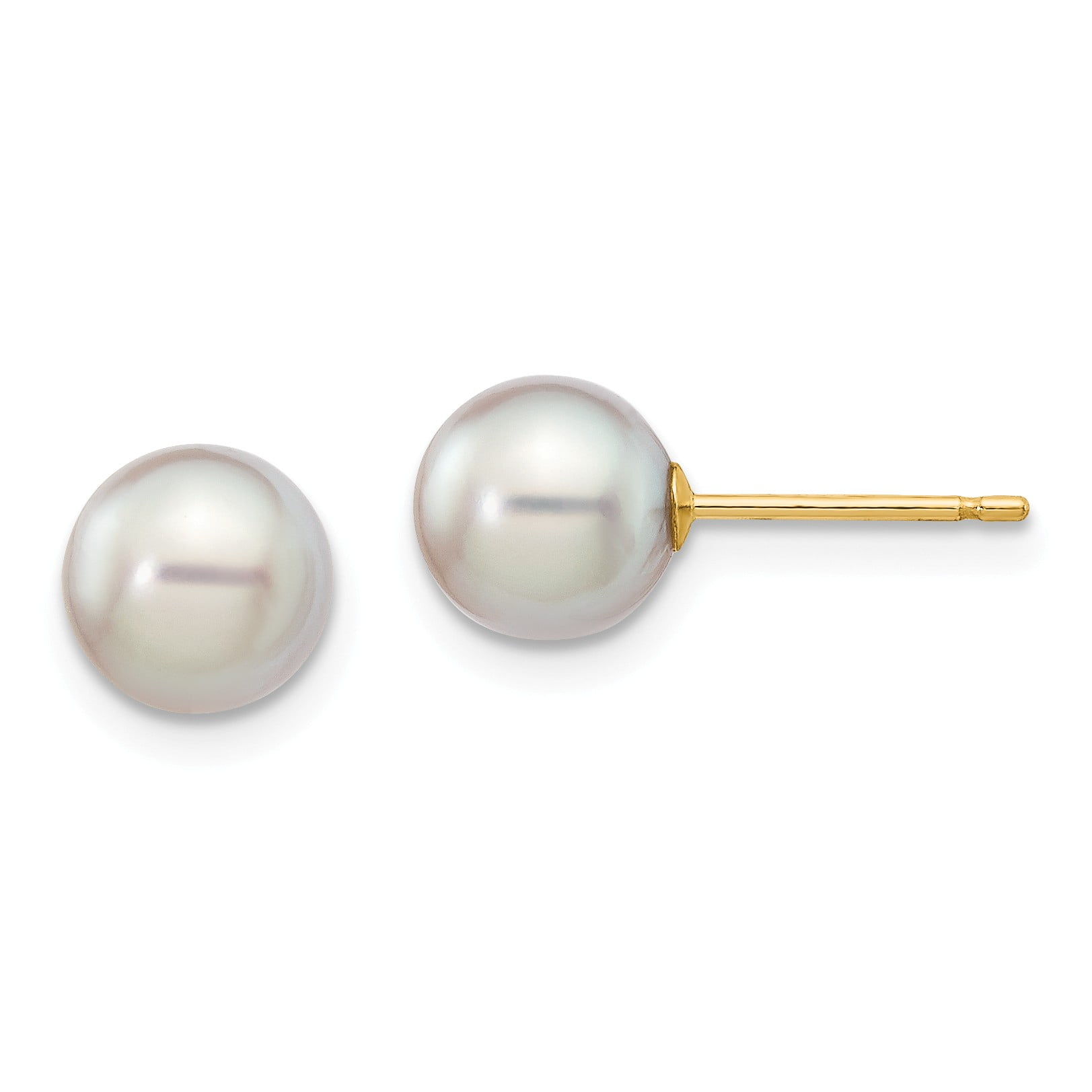 Details about   6mm Fully ROUND AAA Cultured Pearl Stud Earrings-Solid 14k White Gold PUSH BACKS 