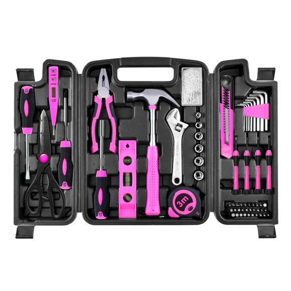 Juego de herramientas SOLUDE, 206 piezas, rosa, para mujer, bricolaje