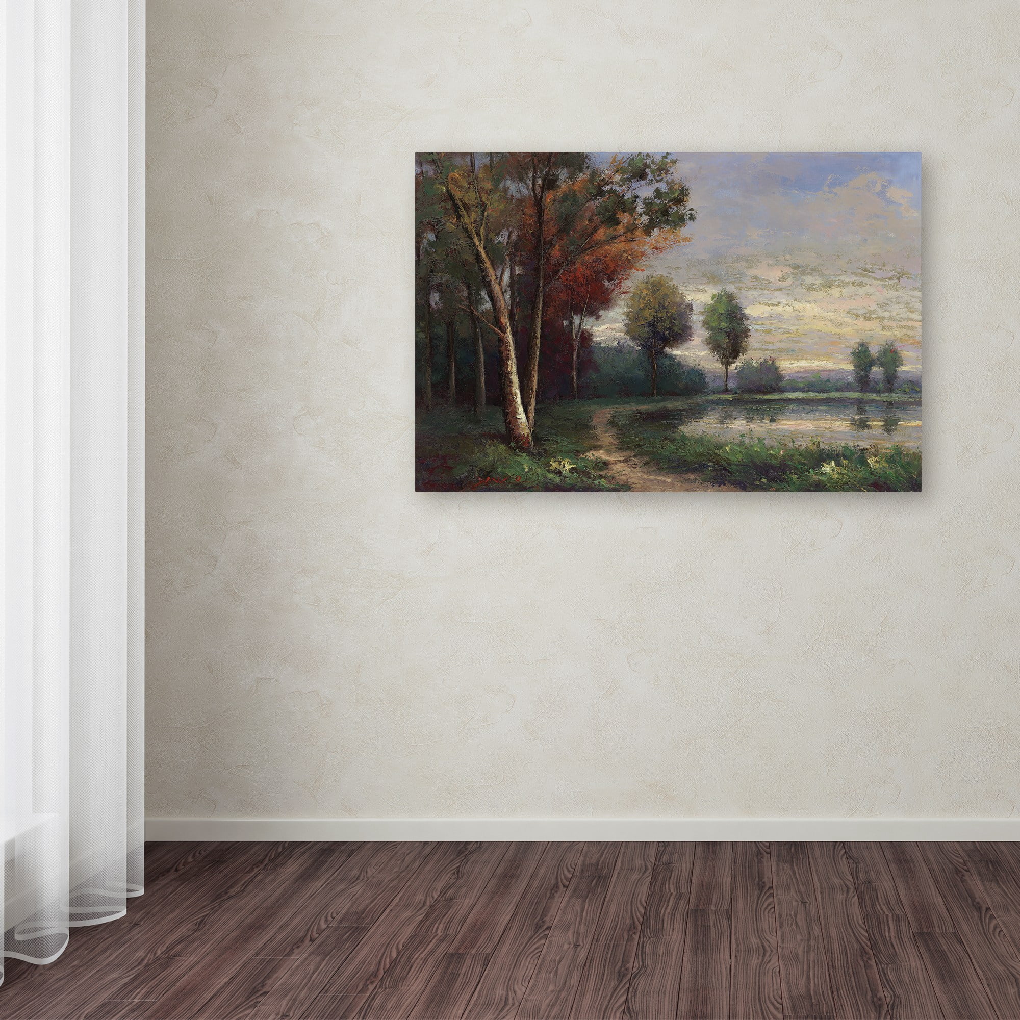 Trademark Fine Art "Landscape with a Lake" Canvas Art by Daniel Moises