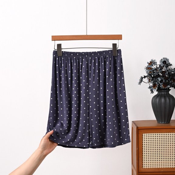 Cloaraye Womens Plus Size High Waisted Lounges Shorts Polka Dots Springs Summer Pajama Shorts with Pockets Fashionable Loose Fits Casual Sleepwear Shorts for Home