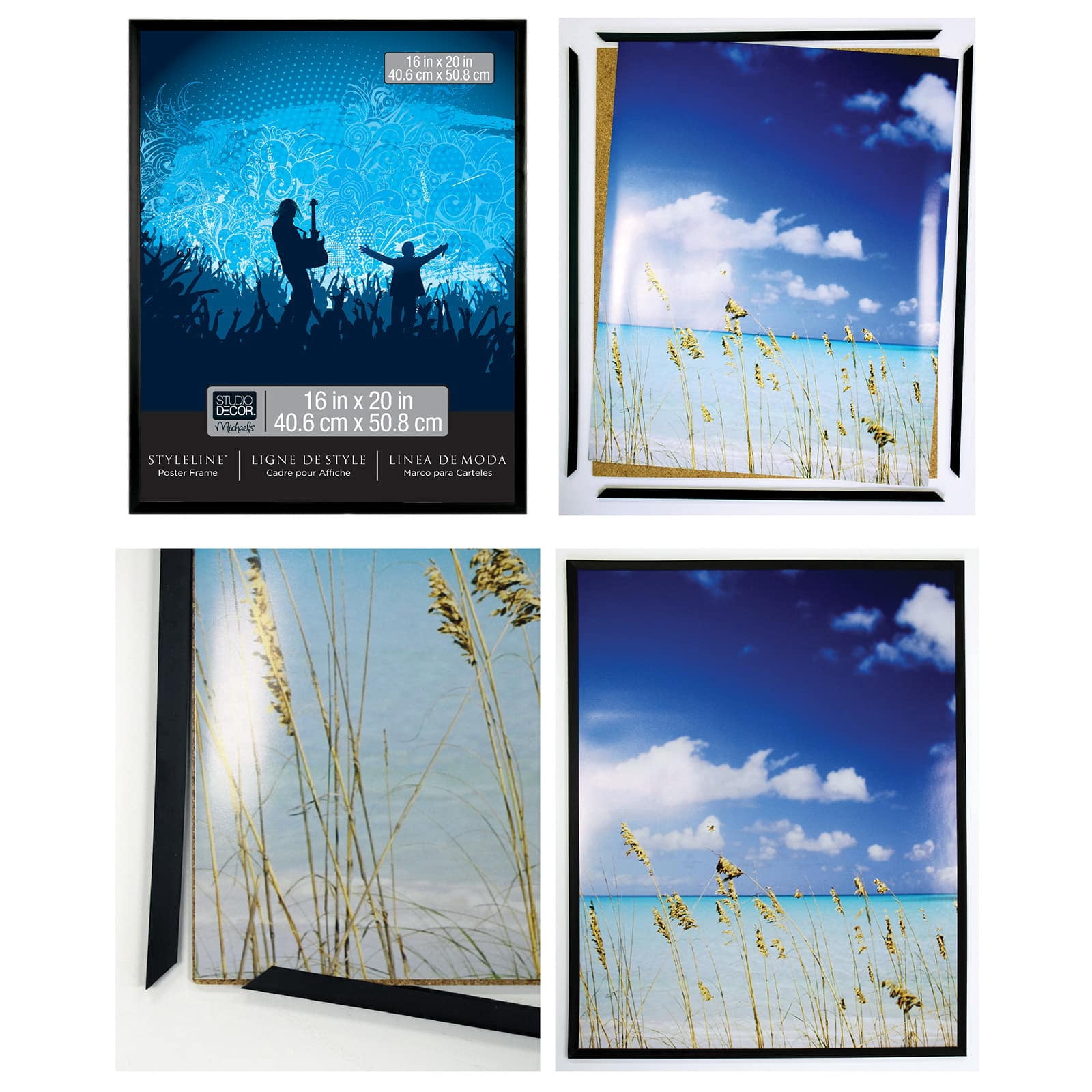 Studio Decor 18" x 24" Styleline Black Poster Picture Frame - Includes Pre-attached Hanging Hardware, Horizontal or Vertical Display - 1 Pack