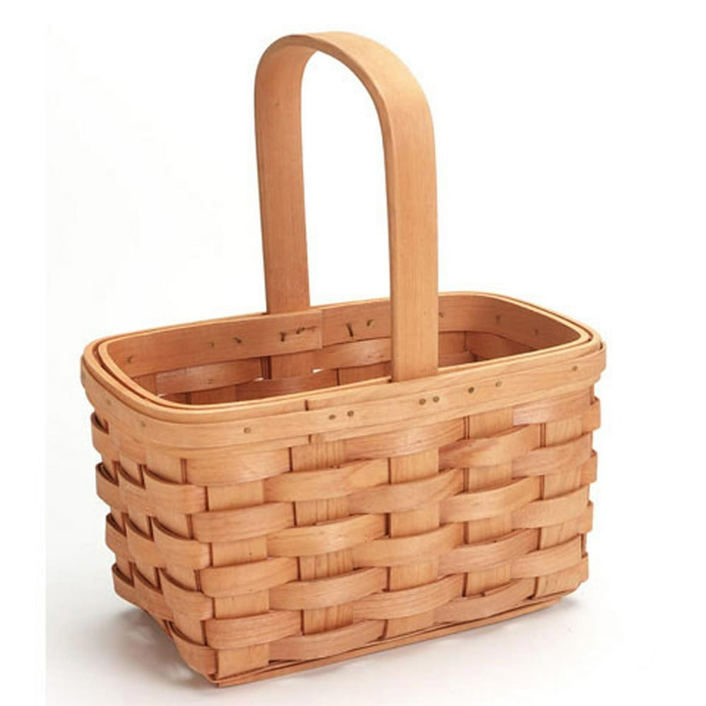 Wood Country Basket With Fixed Handle 85 Inches