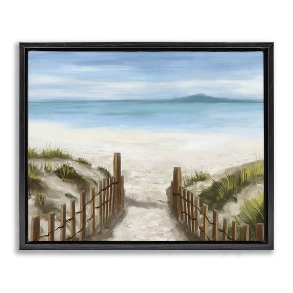 Stupell Industries Coastal Beach Pathway to Shore Black Floating Frame Canvas Art, 21 x 17, by Carson Lyons