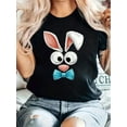 thumbnail image 1 of Easter Bunny Print T-Shirt, Casual Crew Neck Short Sleeve Comfort Tee Top For Spring & Summer, Women's Clothing Tee For Adult, Men, Women, Teen, Teenager, Adolescent, Youth, 1 of 6