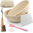 thumbnail image 1 of Bread Proofing Basket 9 inch Round & 10 inch Oval Rattan Banneton Proofing Basket Set of 2,with Bread Lame + Dough Scraper + Silicone Brush Bread Making Tools for Bakery Home Bakers, 1 of 7