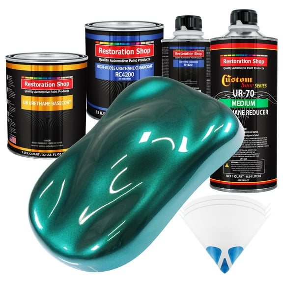 Dark Teal Metallic Quart URETHANE BASECOAT CLEARCOAT Car Auto Body Paint Kit