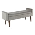 thumbnail image 1 of HomePop Fulton Banc de Rangement Moderne en Tissu Velours, Fini Gris, 1 of 10