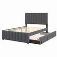 thumbnail image 6 of Harper & Bright Designs Full Size Platform Bed with Trundle and 3 Storage Drawers, Linen Upholstered Ful Bed Frame with Headboard for Adults, Gray, 6 of 12