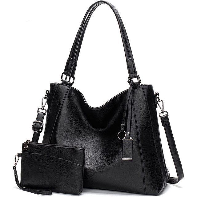 Bolso de mano para mujer grande - Bolso de mano Shopper Bolso de hombro de piel para mujer Bolso de hombro para mujer Bolso con asa de piel sintética con monedero Juego de 2