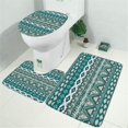 thumbnail image 2 of Teal Geometric Boho Pattern Bathroom Rugs Sets 3 Piece,Toilet Cover Set,Absorbent Non Slip Bathroom Mats Sets with U-Shaped Contour Rug Toilet Rug Set, 2 of 5