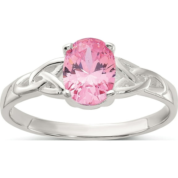Sterling Silver Polished Pink Cz Ringsize 8 (Width 2 To 2.7) - Jbsp