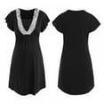 thumbnail image 6 of Baywell Women 3 in 1 Delivery/Labor/Maternity/Nursing Nightgown Short Sleeve Pleated Breastfeeding Sleep Dress, Black, L, 6 of 7