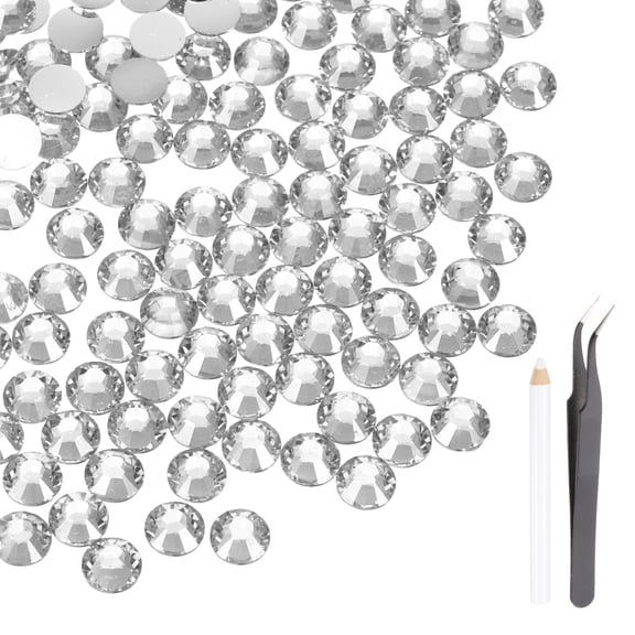 Uxcell 3000 Pcs Flatback Crystal Rhinestones, Resin Crystal Gems with Tweezer Dotting Pen Non Hotfix for Bedazzling Tumblers Mugs Bottles Nail DIY Crafts(SS20 5mm, White)