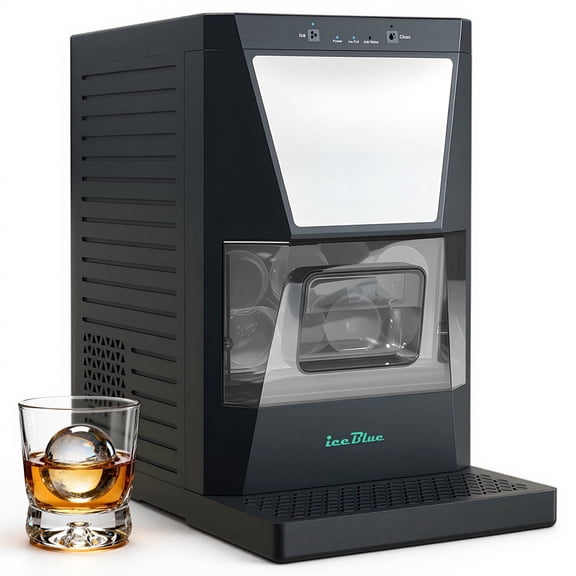 iceBlue Sphere Ice Maker Machine with Ice Tong & Self-Clean, 46 Pcs/24h, Ice Ball Maker for Home/Bar/Party, Black