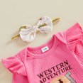 thumbnail image 6 of Cjfdfy Newborn Baby Girl Western Outfits Horse Cowgirl Graphic Long Sleeve Ruffle Romper Country Bow Pants Headband Cute Country Cowgirl Halloween Fall Winter Clothes 0-18M, 6 of 9