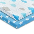 thumbnail image 2 of EVERYDAY KIDS 2 Pack n Play and Portable Crib Mattress Sheets - Stars/Clouds, 2 of 11