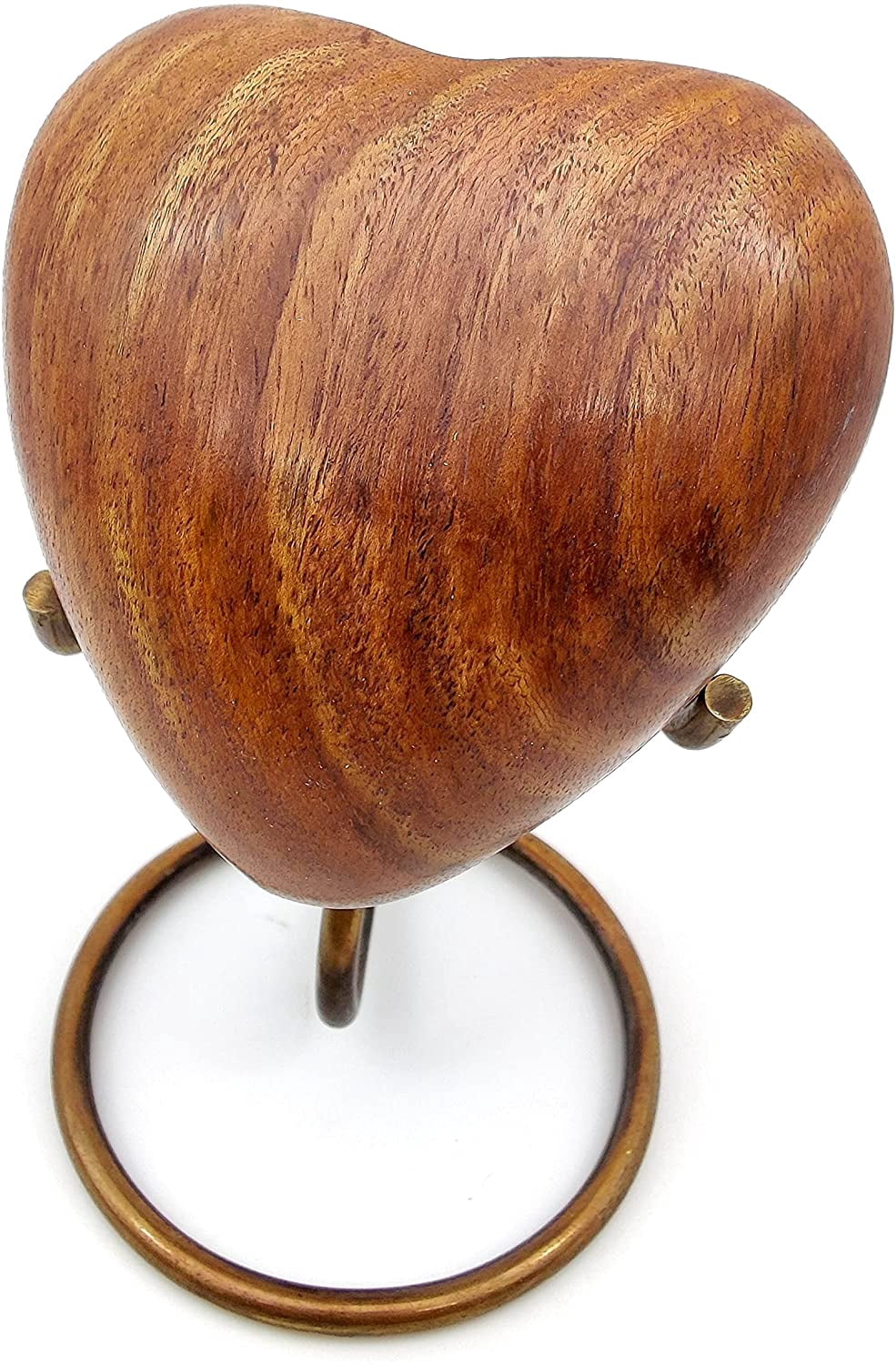 5MOONSUN5 Wooden Heart Urn Keepsake Cremation Urn for Human pet Ashes Handcrafted Urn Heart Shaped - Perfect for Adults & Infants with Brass Stand 3inch (Wooden Urn)