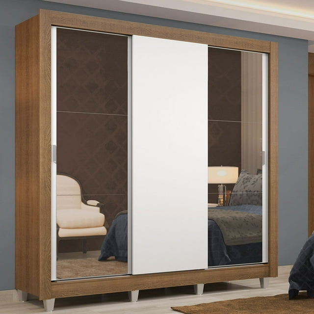 Ropero Closet Madesa Lyon 3 Puertas con Espejos Pies M/B 1