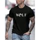 thumbnail image 1 of Wolf Lettering Graphic Print T-Shirt, Men's Casual Street Style, Comfortable Round Neck T-Shirt, Suitable For Summer, 220g, 1 of 5