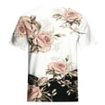 thumbnail image 5 of WXLWZYWL Womens Summer Tops Casual Printing Shirts Short Sleeve Loose Tee Tops V Neck Blouse White, 5 of 5