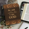 thumbnail image 3 of FORUDESIGNS Sunflower Cross Pattern Bible Cover Be Still And Know That I Am God Scripture Bag Faux Leather Tote Bag Church Bag Bible Protective Christian Bible Accessories, XL, 3 of 7