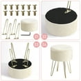 thumbnail image 6 of Velvet Round Storage Ottoman, Modern Foot Stool Vanity Stool with Metal Legs & Tray Top Coffee Table, Ottoman with Storage for Living Room Bedroom (Beige), 6 of 7
