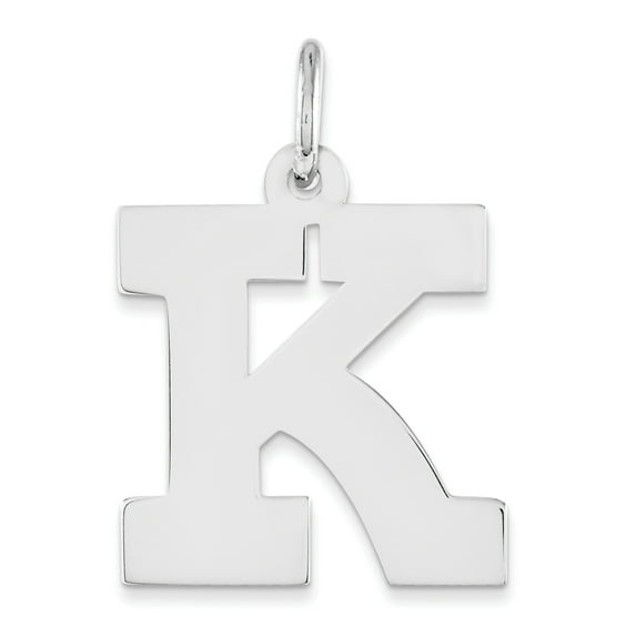 Beautiful Sterling Silver Rhodium-plated Medium Block Initial K Charm