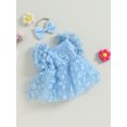thumbnail image 4 of Musuos Baby Girl Cute Romper Dress 3M 6M 12M 18M Flower Short Sleeve Bodysuit with Bow Headband Set Summer Clothes, 4 of 9