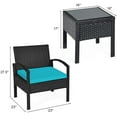 thumbnail image 2 of DORTALA 3 Pieces Patio Furniture Set, Outdoor Rattan Conversation Set with Cushions & Coffee Table, Wicker Furniture Set for Garden Balcony Backyard Poolside, Turquoise, 2 of 14