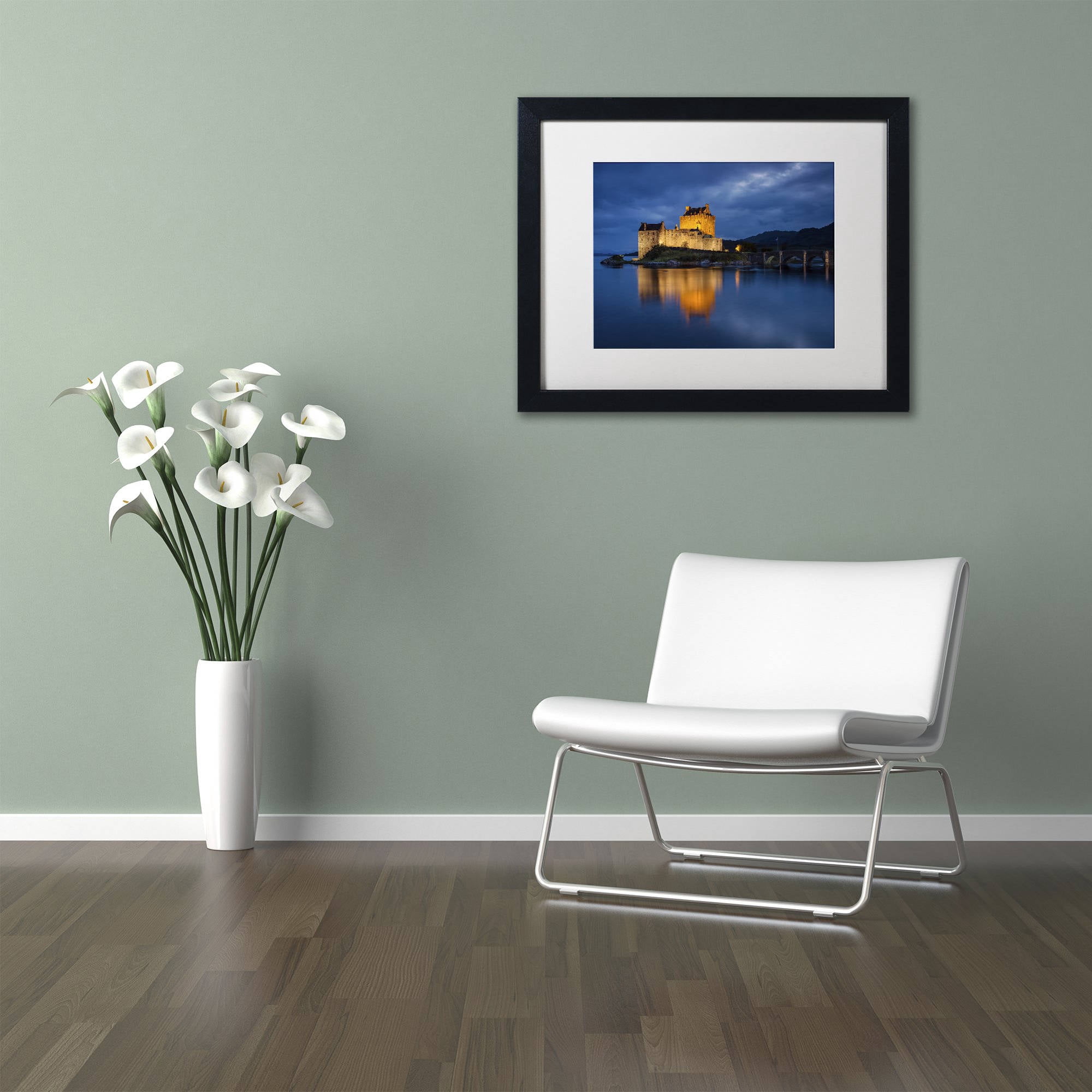 Trademark Fine Art "Eilean Donan Castle" Canvas Art by Michael Blanchette Photography White Matte, Black Frame