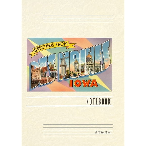 Vintage Lined Notebook Greetings from Des Moines (Paperback)