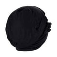 thumbnail image 4 of TODOZO African Turban Hats for Women Cancer Chemo Head Knot Headwraps Pre-Tied Twisted Head Beanie Cover Women Splicing Model Hat Beading Hat Muslim Ruffle Cancer Chemo Hat Wrap Cap Black S, 4 of 5