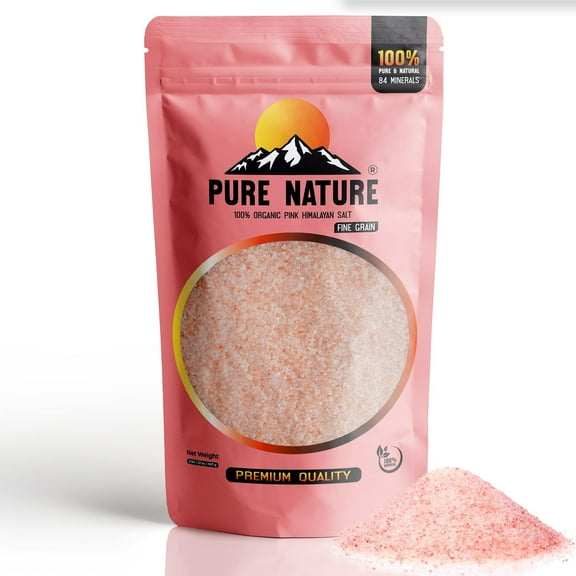 PURE NATURE Himalayan Pink BCF26 Salt 2lb Fine Grain Pouch, Natural Unprocessed Rock Salt with 84 Minerals Bulk Gourmet Salt for Cooking, Grilling, Boosts Electrolytes and Balances Body pH