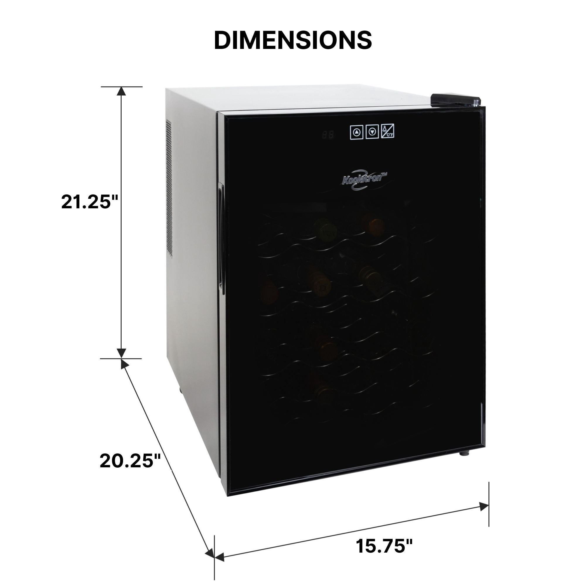 Koolatron 20 Bottle Wine Cooler, Black Thermoelectric Wine Fridge, 1.7 cu. ft. (48L), Freestanding Wine Cellar, Sparkling Wine Storage for Home Bar, Apartment, Condo