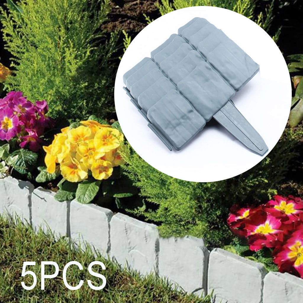 20pcs Home Garden Border Edging Plastic Fence Panel Stone Lawn Yard Flower Bed 