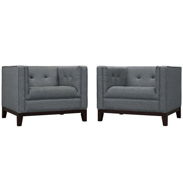 Modway Fauteuils en Tissu Polyester et en Hévéa, Ensemble de 2, Gris