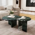 thumbnail image 4 of MDQMD Marble Nesting Coffee Table Set of 2,Green Round Coffee Table for Living Room, Unique Texture Center Table for Home, 4 of 8