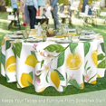 thumbnail image 6 of Lemon Round Table Cloth 60 Inch,Tropical Fruit Leaves Flowers Tablecloth Waterproof Stain Resistance Wrinkle Polyester Circle Table Cover for Home Kitchen Dining Party Camping Pinic Decor, 6 of 6